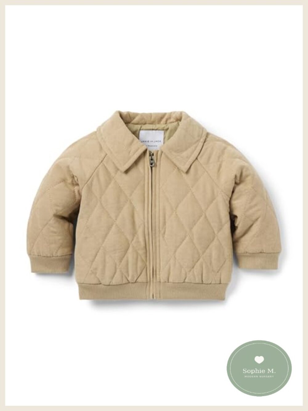 Baby Quilted Jacket Long Sleeve Zipper Polyester Blend